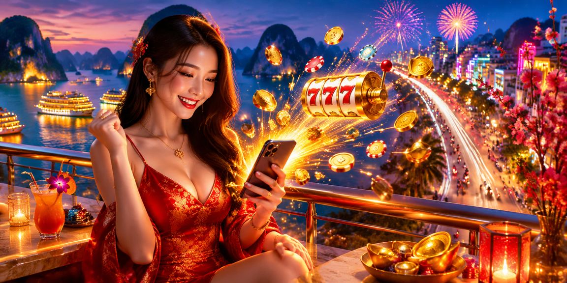 Trò chơi slot game neon rực rỡ lấy cảm hứng từ vịnh Hạ Long huyền ảo